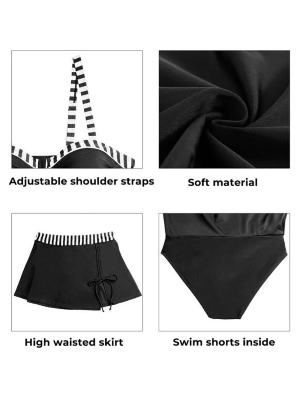 Women's Tankini Swimsuits with Skirt Two Piece Underwire Bathing Suits - Picture 5 of 5
